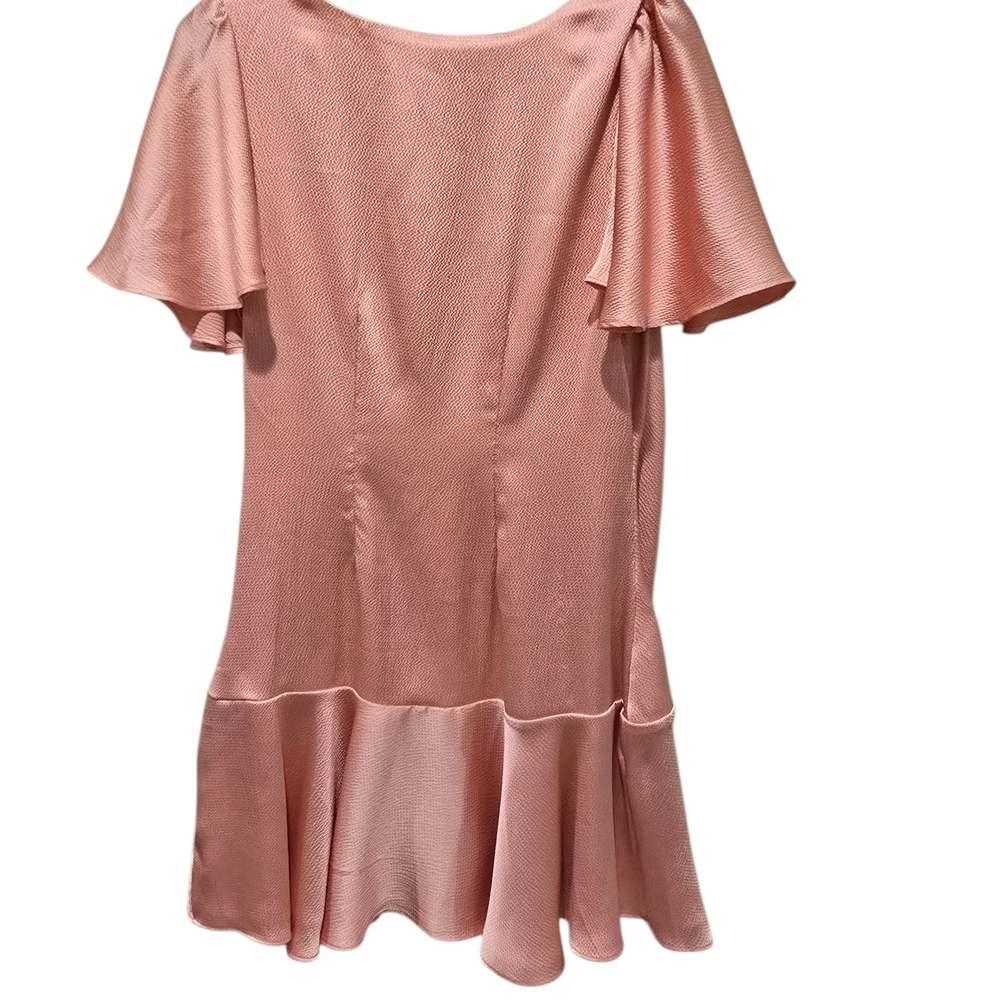 NWT Free People Blush Pink Mini Ruffle Wrap Scarlett Dress with Gold Buttons - Picture 3 of 10
